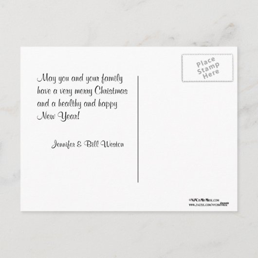 NYCワイドスカイラインエッチングBWクリスマスホリデー2 シーズンポストカード (裏面)