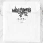 NYCワイドスカイラインエッチングBWグレーメッセージカード スクエアシール (バッグ)
