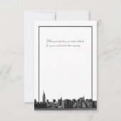 NYCワイドスカイラインエッチングBWダークレッドありがとう サンキューカード (裏面)