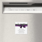 NYCワイドスカイラインエッチングBWパープル日付を保存 マグネット (インサイチュ (食洗機))