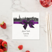 NYCワイドスカイラインエッチングBWパープルSweet sixteen スタンダードカクテルナプキン (インサイチュ)