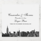 NYCワイドスカイラインエッチングBWビールボトルラベル ビールラベル (シングルラベル)