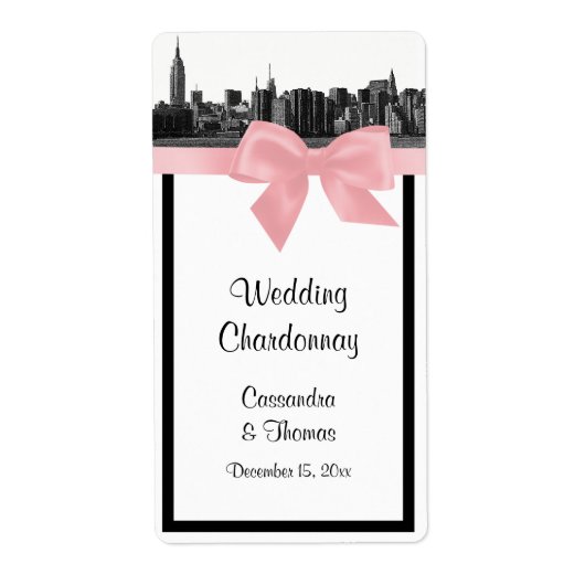 NYCワイドスカイラインエッチングBWピンクワインラベル ラベル (正面)
