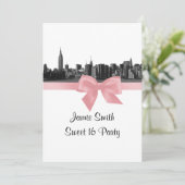 NYCワイドスカイラインエッチングBWピンクSweet sixteen 招待状 (スタンド正面)