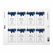 NYCワイドスカイラインエッチングBWブルー王室のワインラベル ラベル (フルシート)