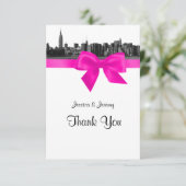 NYCワイドスカイラインエッチングBWホットピンクありがとう サンキューカード (スタンド正面)