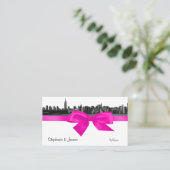 NYCワイドスカイラインエッチングBWホットピンクエスコートカード プレイスカード (スタンド正面)