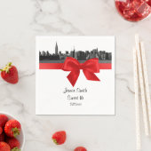 NYCワイドスカイラインエッチングBWレッドSweet sixteen スタンダードカクテルナプキン (インサイチュ)