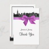 NYCワイドスカイラインエッチングBW薄紫有難う サンキューカード (正面/裏面)