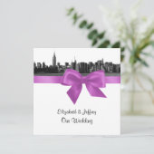 NYCワイドスカイラインエッチングBW薄紫結婚のSQ 招待状 (スタンド正面)