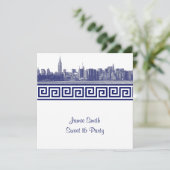 NYCワイドスカイラインエッチングBW GKSweet sixteenSQブルー 招待状 (スタンド正面)