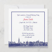 NYCワイドスカイラインエッチングBW GKSweet sixteenSQブルー 招待状 (裏面)