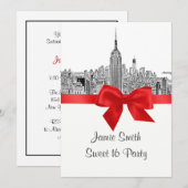 NYCワイドスカイラインエッチングSweet sixteen 招待状 (正面/裏面)