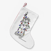 NYC像レディーリバティークリスマスホリデーライト スモールクリスマスストッキング (正面 (吊り時))