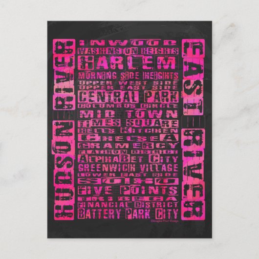 NYC地区ホットピンク ポストカード (正面)