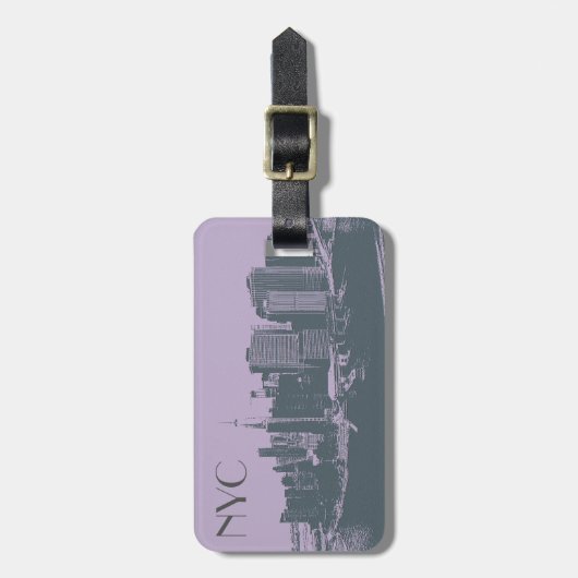 NYC大きいAppleのヴィンテージの写実的なスタイル ラゲッジタグ (正面縦)
