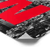 NYC白黒レッドニューヨークシティスカイライン ポスター (角)