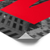 NYC白黒レッドニューヨークシティスカイライン ポスター (角)