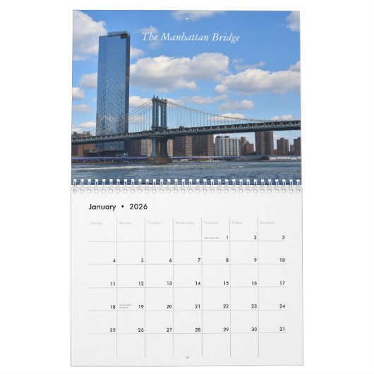 NYC素晴らしウォールカレンダーの橋 カレンダー (1月 2026)