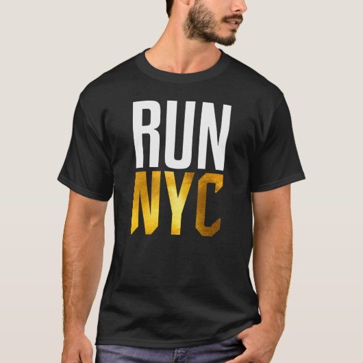NYC走の複数形 |マラソンランナー Tシャツ (正面)