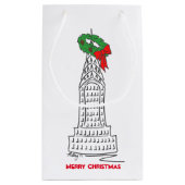NYC超高層ビルリースメリークリスマスニューヨーク スモールペーパーバッグ (裏面)