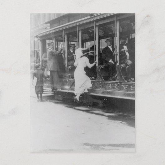 NYC路面電車への搭乗 ポストカード (正面)