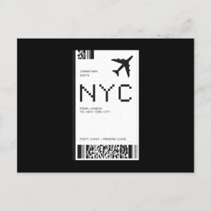 NYC飛行機チケット ポストカード