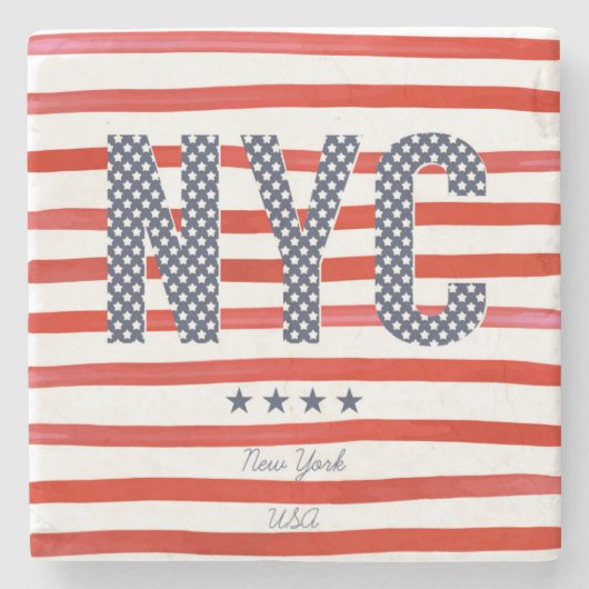 NYC |の赤、白く及び青のデザイン ストーンコースター (正面)