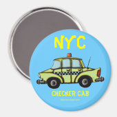 NYC、キャブ市松模様にマクールグ マグネット (正面/裏面)