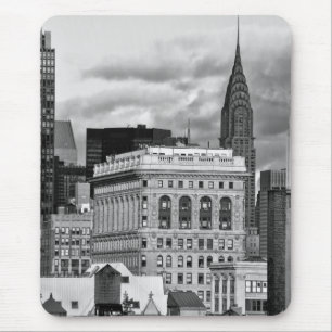 NYC: クライスラの建物、Flatiron B&W 001の背部 マウスパッド