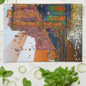 NYC:サイケデリックブルックリン・ブリッジ#1 キッチンタオル (折り畳み)