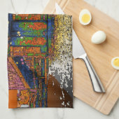 NYC:サイケデリックブルックリン・ブリッジ#1 キッチンタオル (四つ折り)