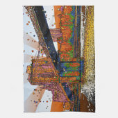 NYC:サイケデリックブルックリン・ブリッジ#1 キッチンタオル (縦)