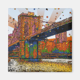 NYC:サイケデリックブルックリン・ブリッジ#1 マグネット