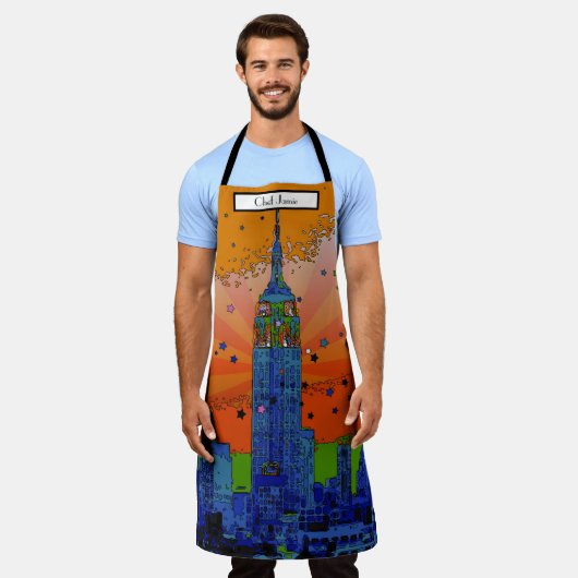 NYC:サイケデリック Emp St建物#3 エプロン (着用した状態)