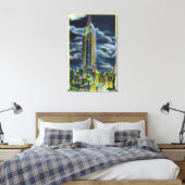 NYC，ニューヨークエンパイア州建物アットナイト キャンバスプリント (インサイチュ (寝室))