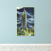 NYC，ニューヨークエンパイア州建物アットナイト キャンバスプリント (インサイチュ (ウッドフロア))