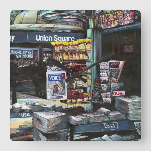 NYC、ユニオン·スクエア、クリソコリア·モーニング スクエア壁時計 (正面)