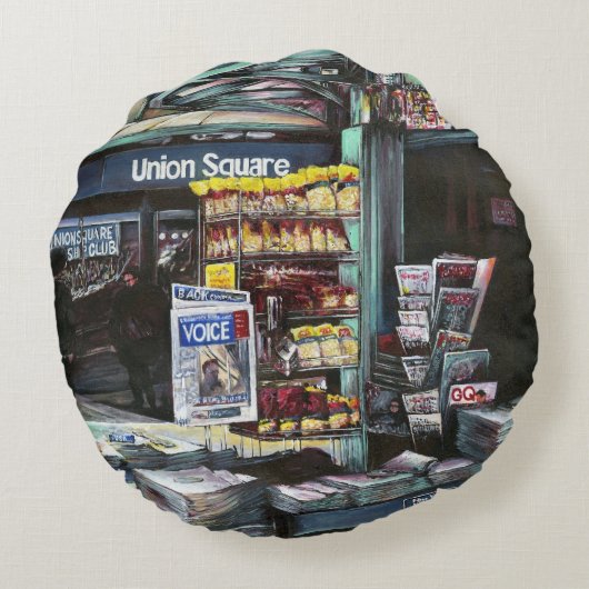 NYC、ユニオン·スクエア、クリソコリア·モーニング ラウンドクッション (裏面)