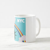 NYC レインボー ビンテージ スタイル 旅行ポスター コーヒーマグカップ (正面右)