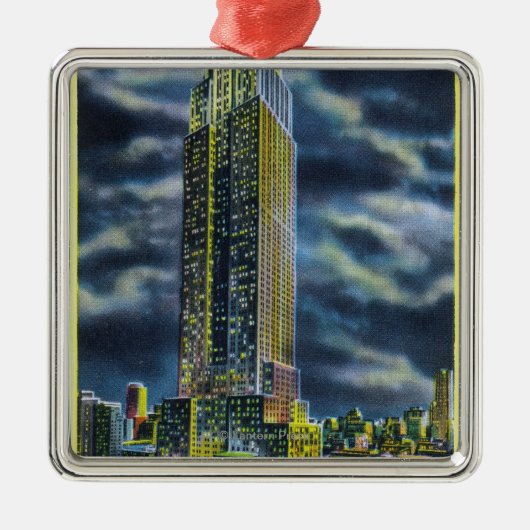 NYC、夜に造っているYorkEmpireの新しい州 メタルオーナメント (正面)