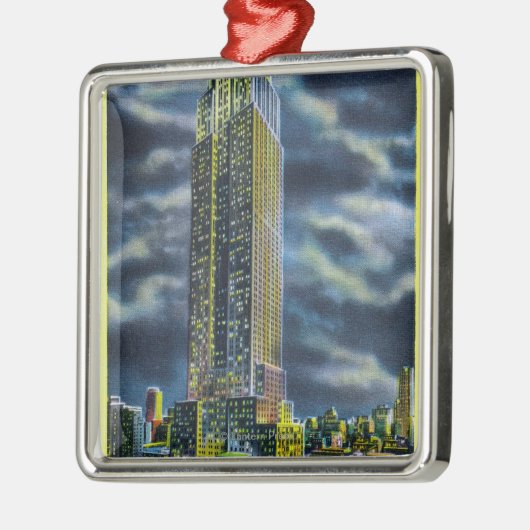 NYC、夜に造っているYorkEmpireの新しい州 メタルオーナメント (左)