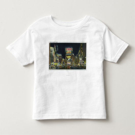 NYC、夜のタイムズ・スクエアの新しいYorkView # 2 トドラーTシャツ (正面)