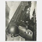 NYC 20th Century Limited Steam Train Engine Large フリースブランケット (正面)