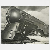 NYC 20th Century Limited Steam Train Engine Large フリースブランケット (正面(横))