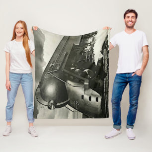 NYC 20th Century Limited Steam Train Engine Medium フリースブランケット