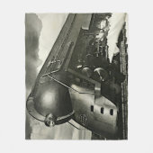 NYC 20th Century Limited Steam Train Engine Medium フリースブランケット (正面)
