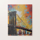NYC Brooklyn Bridge Sunset Cityscape ジグソーパズル (縦)
