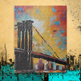 NYC Brooklyn Bridge Sunset Cityscape ジグソーパズル