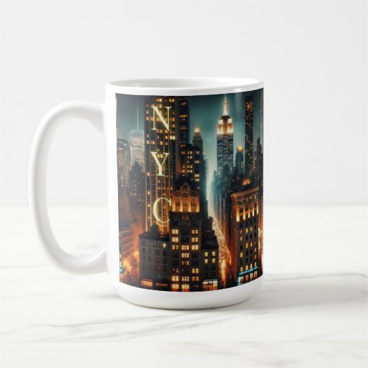 NYC Cityscape Mug – Iconic New York City Skyline D コーヒーマグカップ (左)